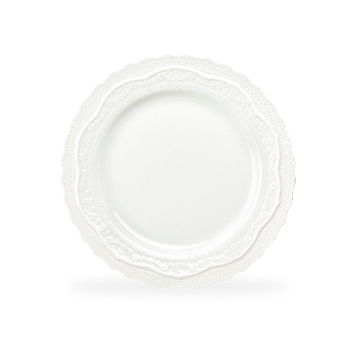 White Lace Embossed Fine Porcelain Dessert Plate