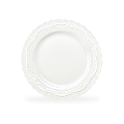 White Lace Embossed Fine Porcelain Dessert Plate