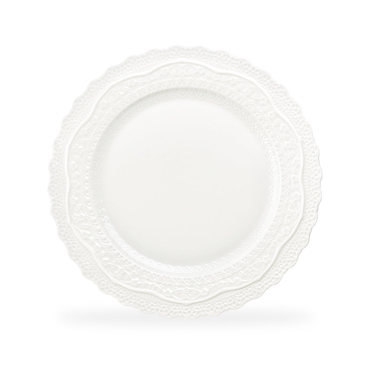 White Lace Embossed Fine Porcelain Dinner Plate