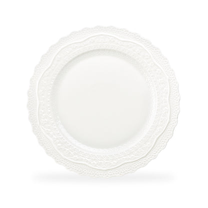 White Lace Embossed Fine Porcelain Dinner Plate