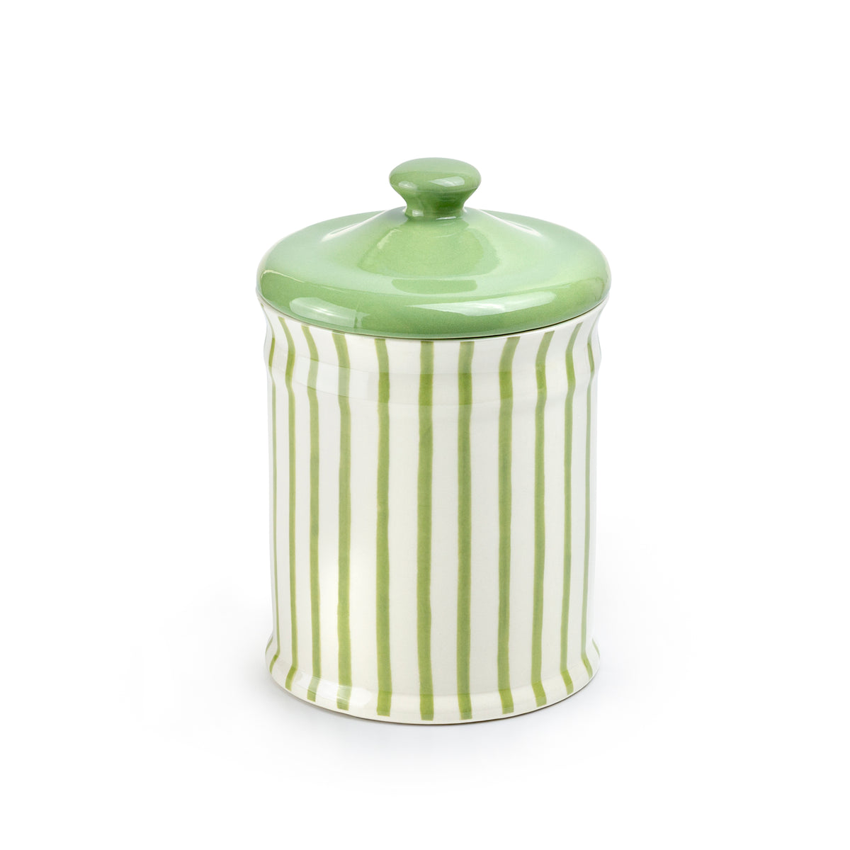 Green & White Stripes Canister with Lid – 2.5qt
