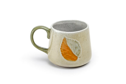 Pressed Fall Leaves Crackle Glazed Mug