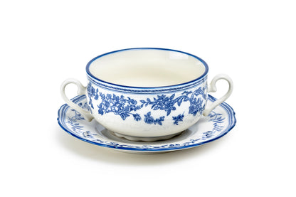 Blue Heritage Toile Fine Porcelain Soup Bowl with Saucer