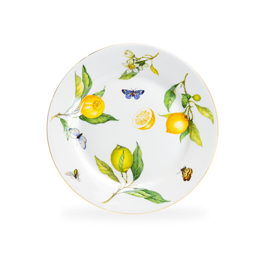 Lemon Butterfly Fine Porcelain Dessert Plate