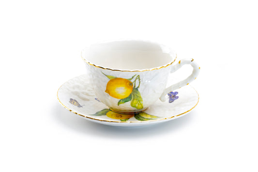 Lemon Bee Fine Porcelain Tea Cup and Saucer