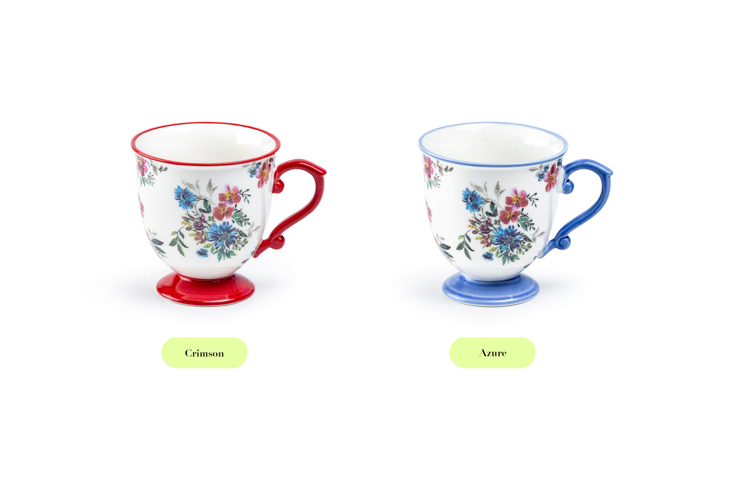 Crimson Blossom Fine Porcelain Footed Mug