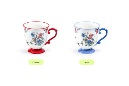 Crimson Blossom Fine Porcelain Footed Mug