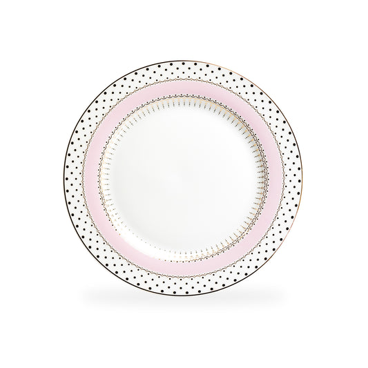 Pink Stripe with Gold Dots Fine Porcelain Dessert Plate