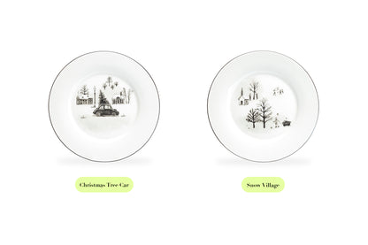 Winter Wonderland Christmas Tree Car Bone China Dessert Plate