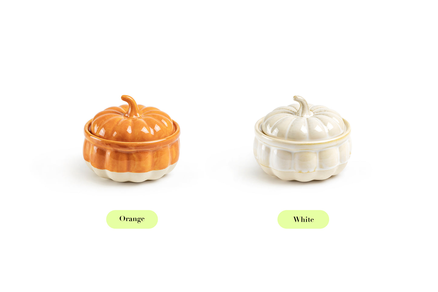 Pumpkin Figural Orange Reactive Glaze Bowl with Lid