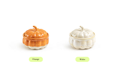 Pumpkin Figural Orange Reactive Glaze Bowl with Lid
