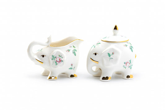 Rose Elephant Fine Porcelain Sugar & Creamer Set