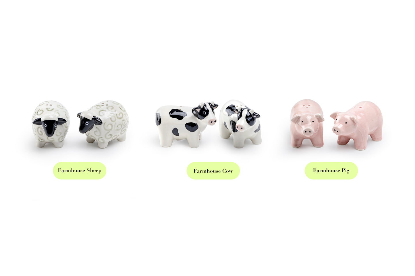 Farmhouse Cow Ceramic Salt and Pepper Shaker Set