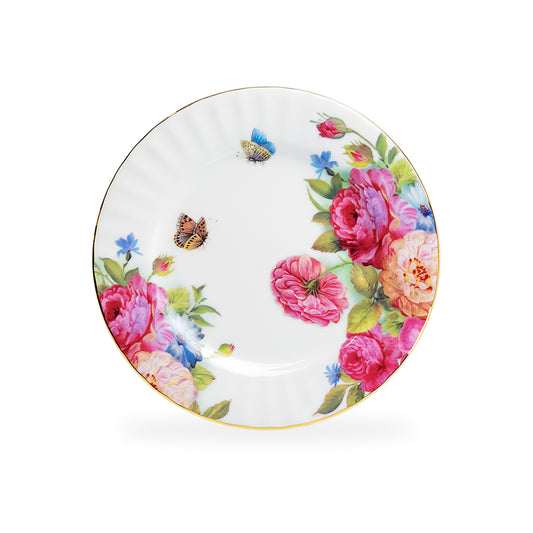 Sandra's Rose with Butterflies Bone China Dessert Plate