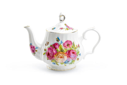 Sandra's Rose with Butterflies Bone China Teapot