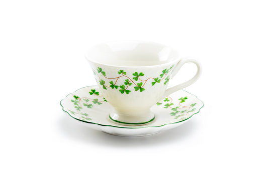 Shamrock Fine Porcelain Tulip Shape Tea Cup and Saucer