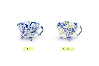 Blue Botanical Three-Foot Fine Porcelain Cup