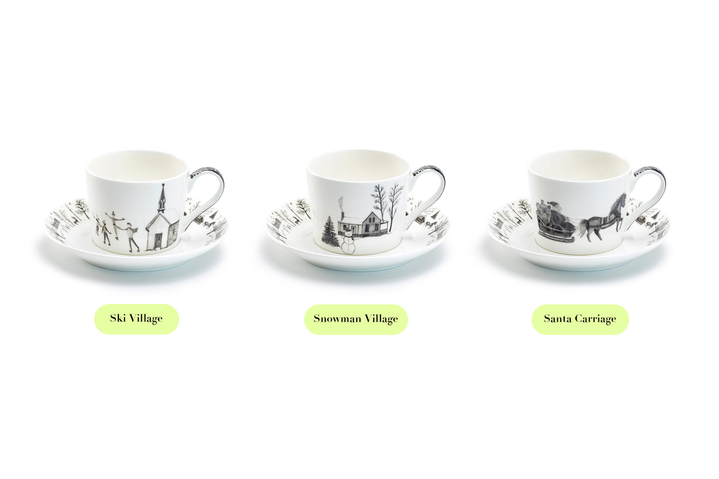 Winter Wonderland Snowman Village Bone China Tea Cup and Saucer