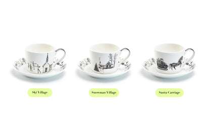 Winter Wonderland Snowman Village Bone China Tea Cup and Saucer