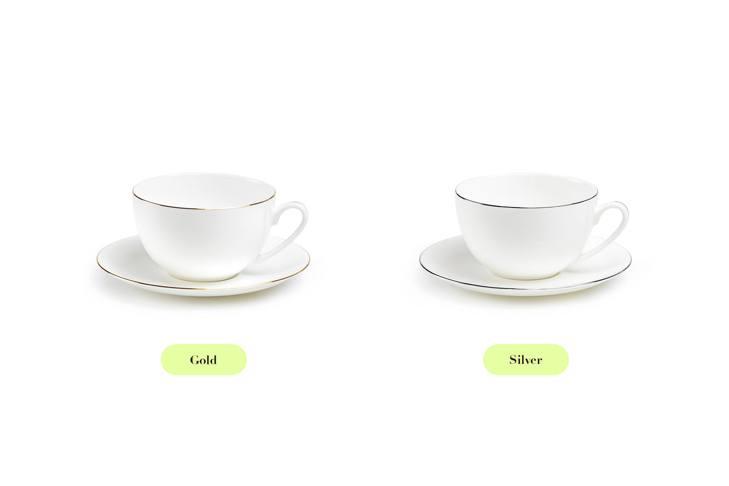 Silver Rim Blanc Bone China Cup and Saucer