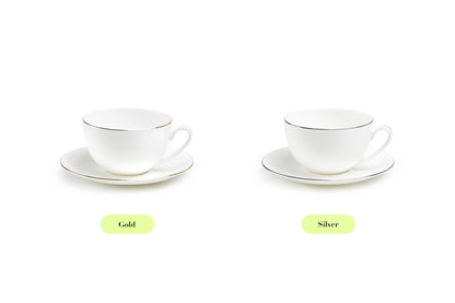 Silver Rim Blanc Bone China Cup and Saucer
