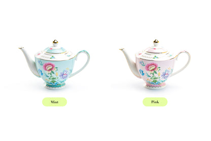 Pink Flower Garden Fine Porcelain Teapot