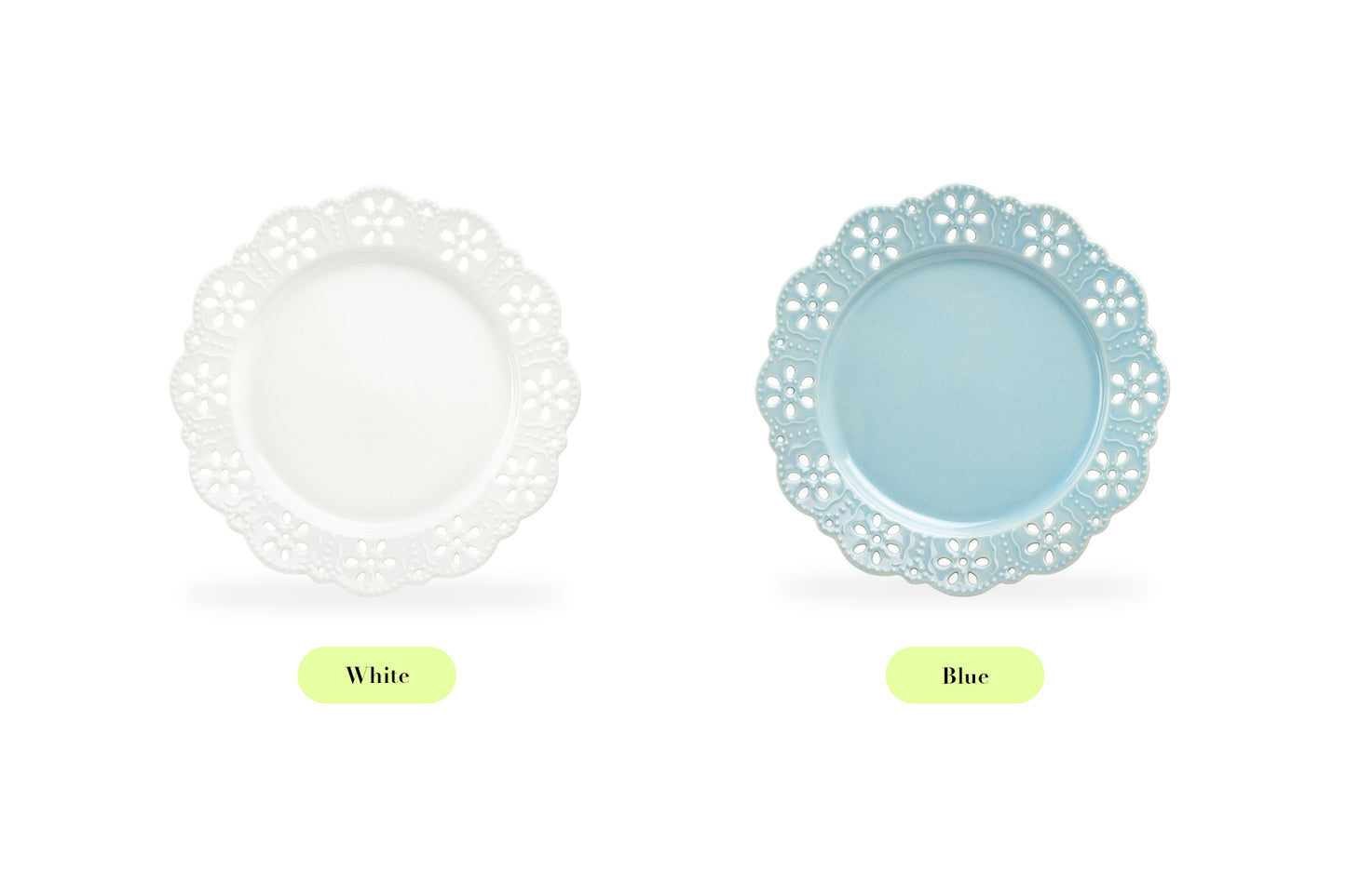 Blue Lace Blossom Fine Porcelain Dessert Plate