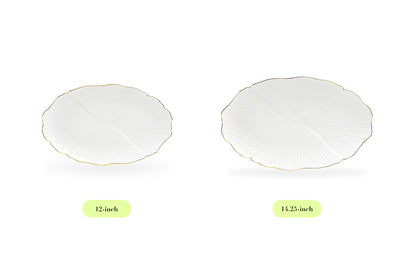 Ginkgo Gold Luxe Fine Porcelain Oval Serving Platter - Medium