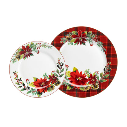 Poinsettia Pine Cone Fine Porcelain Tea Set
