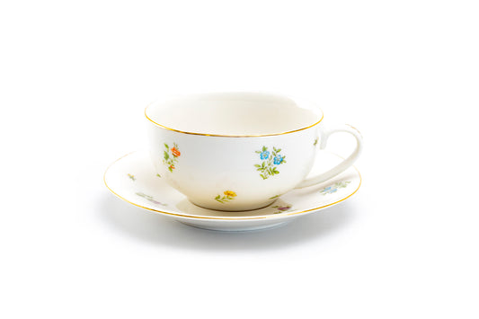 Spring Flowers Fine Porcelain Tea Cup and Saucer
