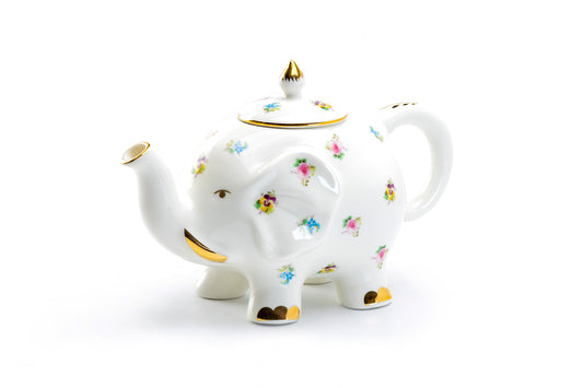 Floral Elephant Fine Porcelain Teapot