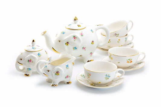 Floral Elephant Fine Porcelain Tea Set
