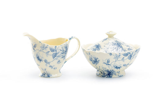 Blue Rose Toile Fine Porcelain Sugar & Creamer Set